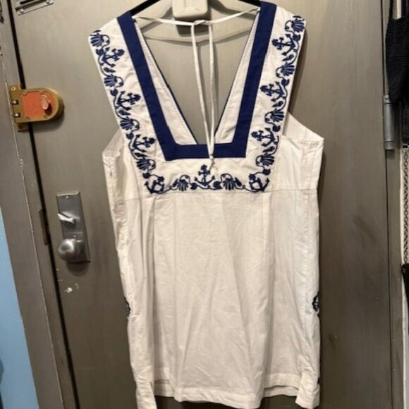 Retro Embroidered Floral Nautical / Sailor Mini Dress - Picture 6 of 16